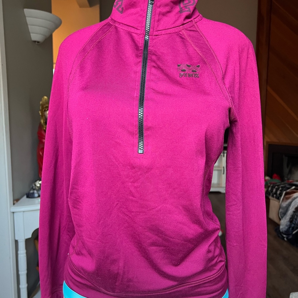 Pink Quarter-Zip Women's Sweater pit 18 length 25